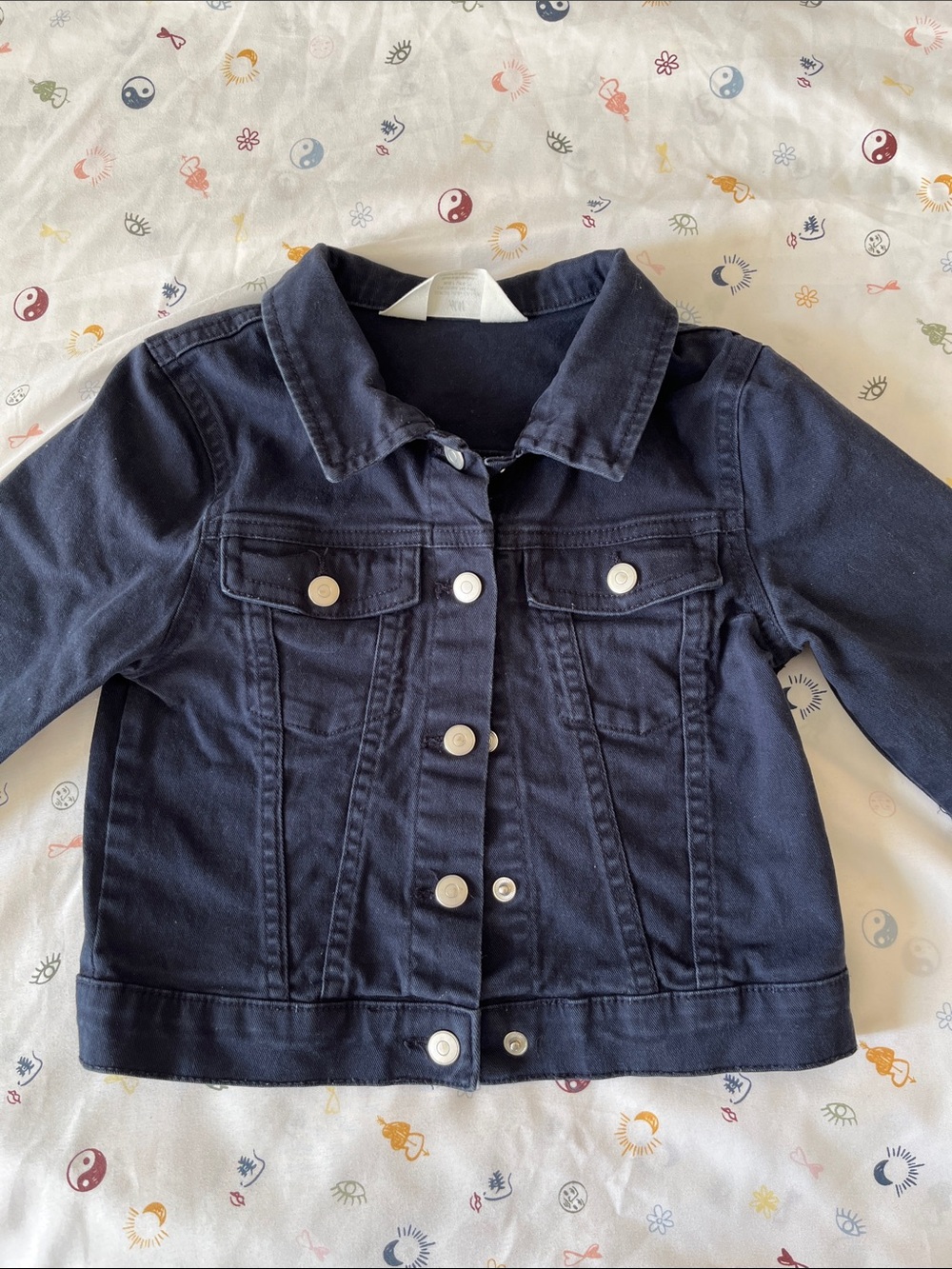 H&M Kid's Navy Blue Denim Jacket Button Front Size 6-7Y